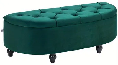 Produktbild von Aufbewahrungsbank – Sitzbank mit Stauraum – Dunkelgrüner Samtbezug – 120x46x42 cm