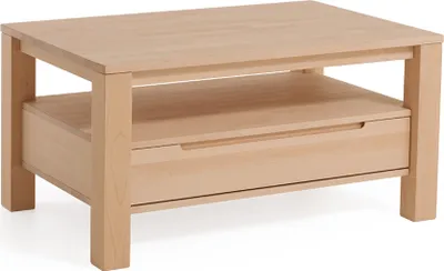 Produktbild von Couchtisch Tisch mit Schublade VASCO Buche Massivholz 110x70 cm