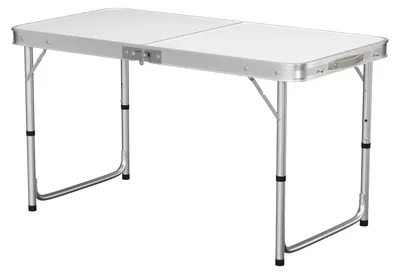 Zdjęcie produktu dla Stolik składany - stolik kempingowy - aluminium - regulowana wysokość - 120x60 cm - z uchwytem do przenoszenia - do użytku wewnątrz, na zewnątrz, w ogrodzie, na kempingu, na pikniku