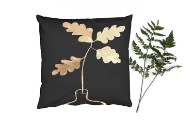 Produktbild von MuchoWow® Zierkissen Sofakissen Wohnzimmer Dekokissen 45x45 cm Blätter - Gold - Luxus - Schlafpolster - Polster für das Sofa