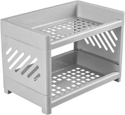 Image de Organiseur de bureau gris en plastique pour produits cosmétiques et fournitures de bureau