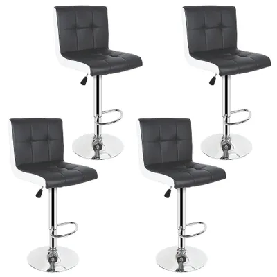 Image de lot de 4 tabourets de bar réglables en hauteur Tabouret de comptoir avec dossier Tabouret de bistrot en similicuir et métal