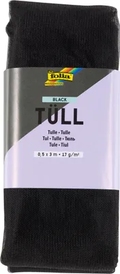 Produktbild von folia Tüll-Stoff Schwarz, 0,5 x 3 m, 100 % Polyester, 17 g/m² Grammatur