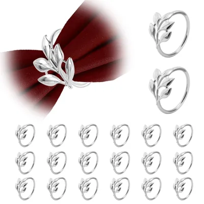 Serviettenringe, 20 Stück, Metall, silber, Ø 4,3 cm, Tischdeko