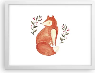 Produktbild von Gerahmtes Poster - Weißer Rahmen - Nov Illustration Fuchs - 40x30 cm - Wand Bild - Wanddeko - Wandbilder - Kunstposter - Wandposter - Bilderrahmen - Bilder - Kunstdruck - P2WAA40x30-4862