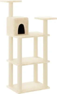 Image de vidaXL Arbre à chat avec colonnes à griffer en sisal Crème 118,5 cm