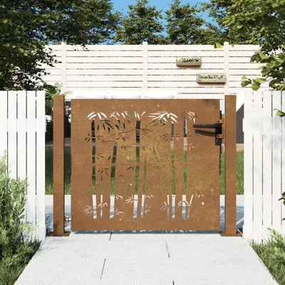 Produktbild von The Living Store Gartentor 105x80 cm Cortenstahl Bambus-Design