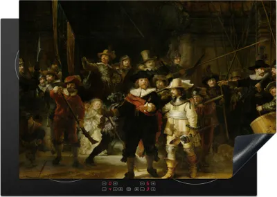 Produktbild von KitchenYeah© Herdabdeckplatte Die Nachtwache - Kunst - Alte Meister - Rembrandt , 75x52cm, Küche Deko, Glaskeramikkochfeld Herdabdeckung, Abdeckplatte fùr Kochfeld