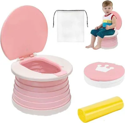 Produktbild von Faltbarer Reise-WC für Kinder mit 45 Reinigungsbeuteln - Tragbares Toiletten für unterwegs