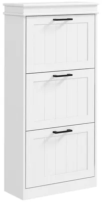 Image de Armoire à chaussures - Rangement à chaussures - Étagère à chaussures - Banc à chaussures - Meuble d'entrée - 3 portes - Étagères réglables