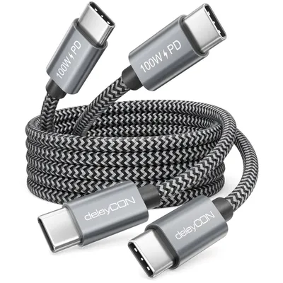 Produktbild von deleyCON 0,5m USB-C Kabel PD 3.0 100W USB-C auf USB-C, 2 Stück