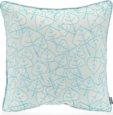 Produktbild von H.O.C.K. Nala Outdoor Kissen Blatt-Motiv mit Keder 50x50cm türkis mint col. 02-27