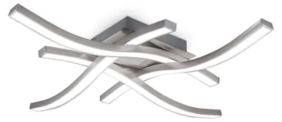 Image de B.K.Licht plafonnier LED design moderne, éclairage plafond en forme de vague, modules LED 17W intégrés, 1520Lm, lumière blanche neutre 4000K, finition aluminium