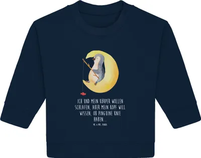 Produktbild von Mr. & Mrs. Panda Organic Baby Pullover Pinguin Mond 12. - 18. Monat - French Navy - Geschenk, schlafen, Pinguine, Angel, Süßigkeiten, Neugierig, Bullover
