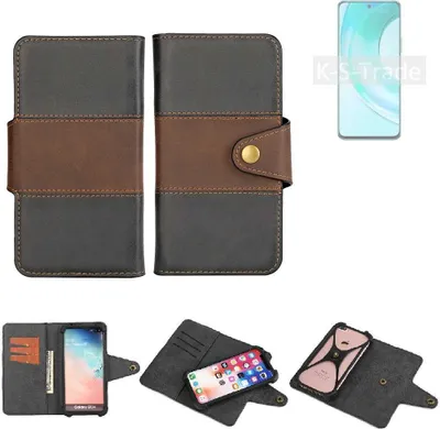Produktbild von K-S-Trade Handyhülle Schutzhülle Hülle Bookstyle Wallet-Case kompatibel mit Wiko T50 Bumper Rundumschutz schwarz-braun 1x