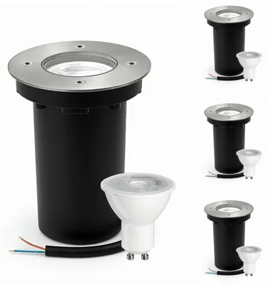 Productafbeelding van Inbouwspot Vloerspot - Roestvrij staal - Ip67 - Zilver - 131 x Ø 96 mm