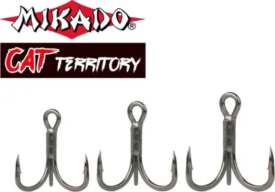 Produktbild von 3 x"MIKADO CAT TERRITORY" extra stark Drillinge Welshaken Wallerhakene Gr. 3/0