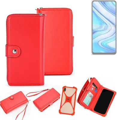 Produktbild von K-S-Trade 2in1 Schutzhülle Portemonnee Handyhülle mit Bumper kompatibel mit Xiaomi Redmi Note 9S Hülle Case Etui Geldbörse Smartphone rot (1x)