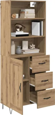 Image de vidaXL Highboard avec tiroirs 2 pcs Artisan-Chêne Bois composite