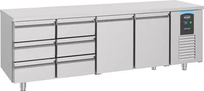 Image de Comptoir réfrigéré Combisteel à 2 portes et 6 tiroirs en acier inoxydable 2330 x 700 x 850 mm