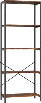 Produktbild von Bücherregal, 5 Ebenen, Metall, Melaminoberfläche, Braun