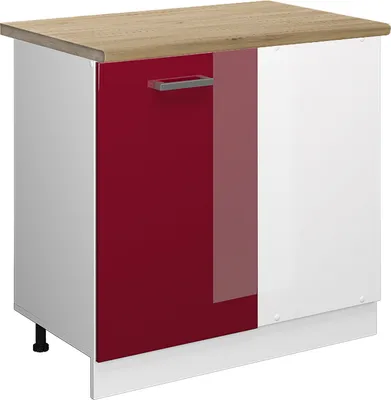 Produktbild von Eckunterschrank Vicco R-Line Rot Hochglanz 86 cm , AP Eiche, Model 46914
