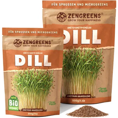 Produktbild von ZenGreens® Bio Dill Keimsaat 200 g – Sprossensamen für Sprossen & Microgreens
