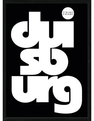 Produktbild von Gerahmtes Bild Duisburg Letters schwarz weiß 53x73 cm