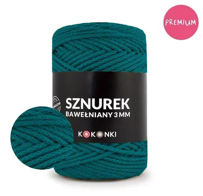 Produktbild von Premium Baumwollkordel Kokonki 3 mm, 100 m Rolle, Meeresgrün – robust & flexibel