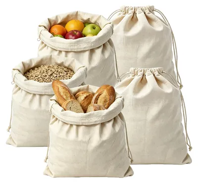 Produktbild von Brottüten aus Leinen, 30 × 40 cm, 5 Stück, für die Aufbewahrung von Brot
