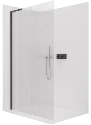 Immagine prodotto di CERANO - Box doccia Walk-in Onyx con montante a sinistra - 8 mm - vetro nero opaco rigato - 60x200 cm