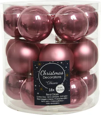 Produktbild von Weihnachtskugeln Glas 4cm 18 Stück - Samtpink