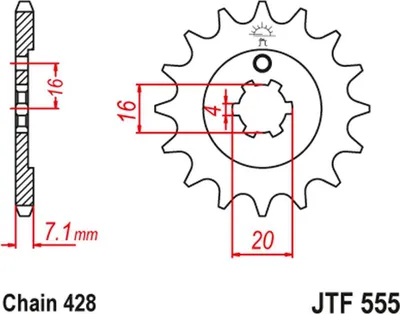 Produktbild von Jt Vorderes Ritzel 555 13 Für Yamaha Dt 80 Lc1/Lc2 '83-'95, Tzr 80 '92-'95 (55513Jt) (Kette 428)
