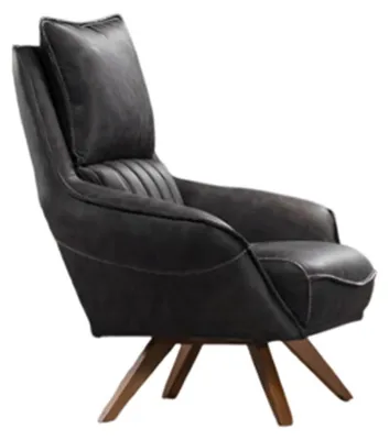 Produktbild von Stilvoller Schwarzer Ledersessel Designer Polstersessel Einsitzer