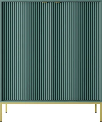 Produktbild von Kommode, Kommode im neuen Stil, Kommode mit Metallgriffen, dekorative Fronten, Glam-Kommode - 104 x 125 x 39 cm - Light (Türkis + Gold)