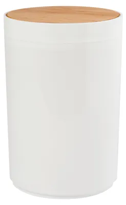 Image de MSV Salle de bain série "OSLO" Seau à cosmétique design Salle de bain Poubelle à pédale Poubelle à papier 6 litres (ØxH) : env. 18 x 26,3 cm blanc bambou