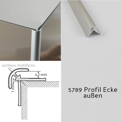 Produktbild von Rückwand Eckprofil außen für Duschrückwände 2550 mm Alu silber matt5789001000205, 5789001000205