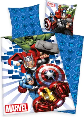 Produktbild von Marvel The Avengers Bettwäsche 80x80 + 135x200cm 100% Baumwolle mir Reißverschluss