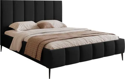 Obrázok produktu pre Selsey Sarafino - Čalúnená posteľ 160x200 cm, s roštom a kovovými nožičkami, čierna