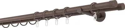 Produktbild von Gardinenstange auf Maß 20mm Cap 2-lauf Wandträger 12cm Farbe: Rost, Größe: 350cm