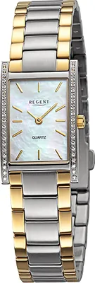 Produktbild von Regent Damenuhr Edelstahl-Armbanduhr Analog Metallarmband silber gold D2URBA866