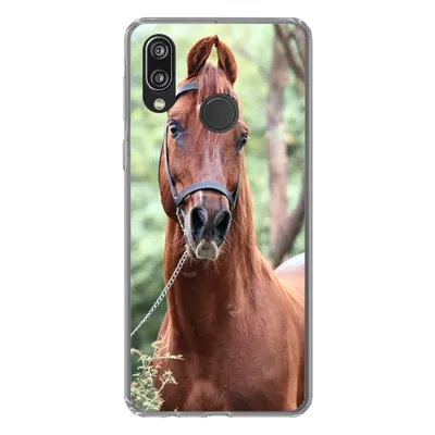 Produktbild von MuchoWow® Handyhülle Schutzhülle Hülle für Huawei P20 Lite (2020) Pferd - Wald - Halfter Silikon Softcase Handy Hülle - Kartenhalter