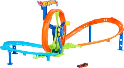 Produktbild von Hot Wheels Action Schnellstart- und Looping-Spielset mit Die-Cast-Spielzeugauto im Maßstab 1:64, Crash- und Streckenset, Fahrzeug- & Schienen-Set, 4 Jahr(e), Kunststoff, Mehrfarbig