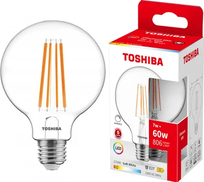 Obrázek produktu pro LED žárovka E27 G95 7W = 60W 806lm 2700K Warm Filament Dimmable TOSHIBA