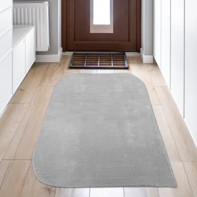Image de Tapis design avec coins arrondis, lavable, gris Taille - 80 x 150 cm