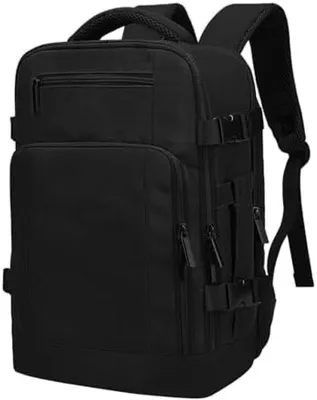 Produktbild von PolkaHome® Reiserucksack für Flugzeug – Wasserdichte Kabinentasche mit USB-Anschluss – 40x20x25 cm, Schwarz