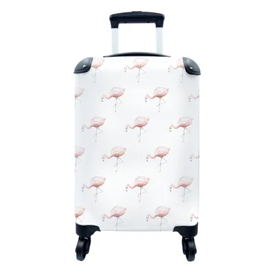 Produktbild von MuchoWow® Koffer Handgepäck Trolley Rollkoffer Kleine Reisekoffer mit 4 Rollen - Flamingo - Pastell - Muster - Cabin Size < 55x40x23 cm & 55x40x20 cm - Fotokoffer - Kabinenkoffer - Boardgepäck - Reise-Box - Reisekoffer - Reisegepäck - Koffer mit Bild - Trolley für Kinder