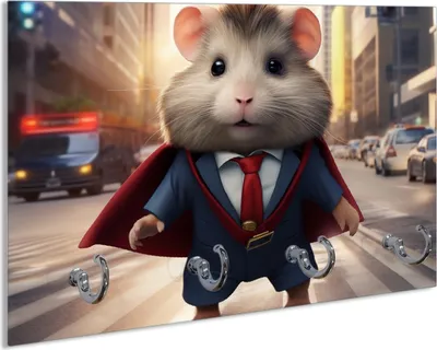 Produktbild von Wallario Handtuchhalter aus Glas, Motiv: Super-Hamster, 30 x 20 cm mit 4 Haken
