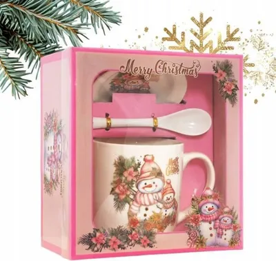 Immagine prodotto di Tazza natalizia ECARLA con piattino e cucchiaino in confezione KB18WZ2 400 ml
