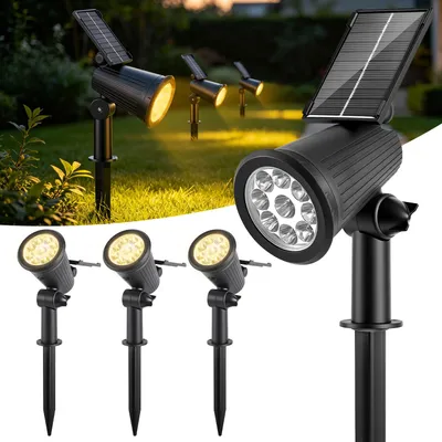 Productafbeelding van Eikuavons 4X LED zonne-tuinverlichting met grondpen, tuinlamp, zonne-lamp, zonne-verlichting, voor buiten, waterdicht (IP65), 3W, warm wit